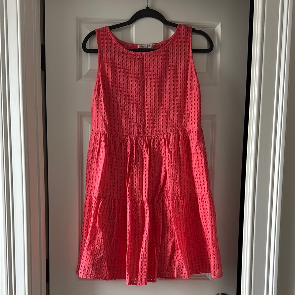 Pink Sleeveless Eyelet Dress